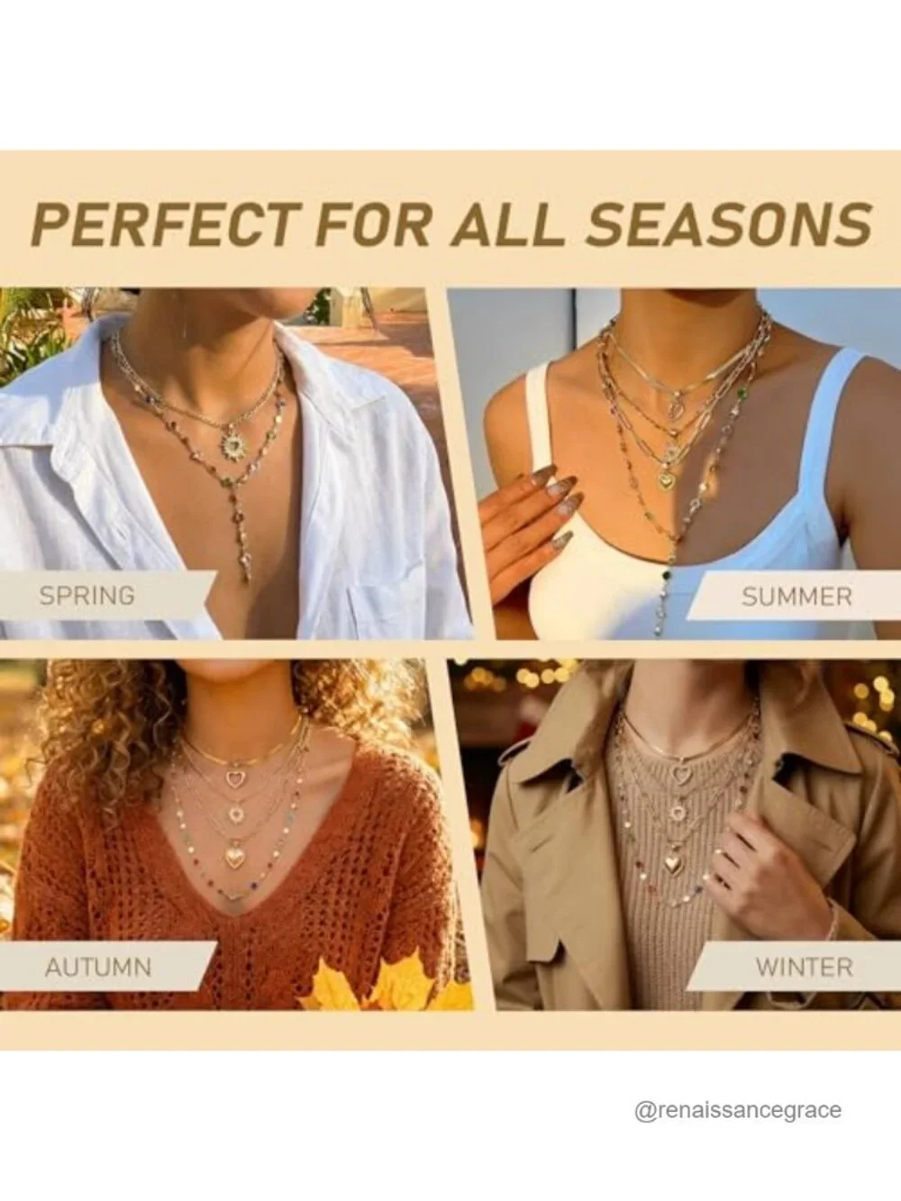 Layered Gold Necklace Set for Women Heart Pendant Trendy Jewelry 4 pcs